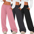 3 Pack Women's Wide Leg Baggy Sweatpants with Pockets by JoyMotion