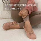Isotoner Women's Satin Ballerina Slippers with Classic Ribbon Bow and Suede Sole - Image 5