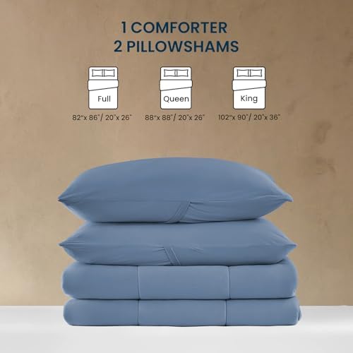 SLEEP ZONE Twin/Twin XL Size Comforter Set, Breathable Jersey Knit Soft Duvet Insert Set 2 Pieces Bedding Sets for Bedroom All Season, Stone Blue - Image 6