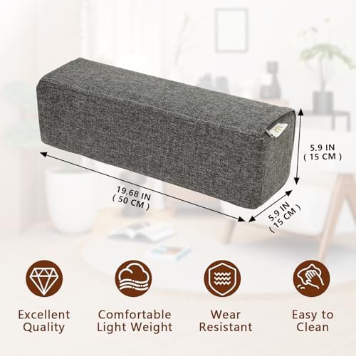 2 Pack Couch Arm Rest Pillow, 6''x6''x20'' Linen Cover, High Density Foam Armrest Cushion, Removable & Washable Elbow Support for Sofa, Bed, and Armchair (Dark Grey) - Image 2