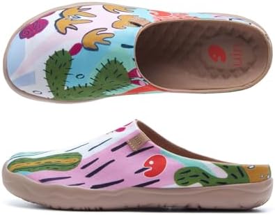 UIN Slipper Woman Travel Art Painted Shoes Wide Toe Casual Home Slip On Mules Malaga by UIN