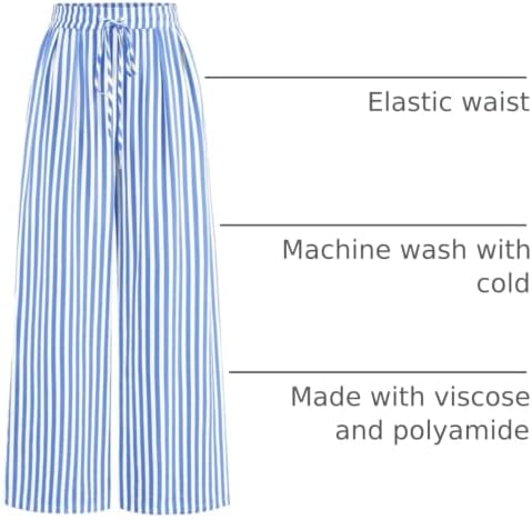 PRETTYGARDEN Womens Pants Elastic Waist Striped Lightweight Palazzo Pant - Image 4