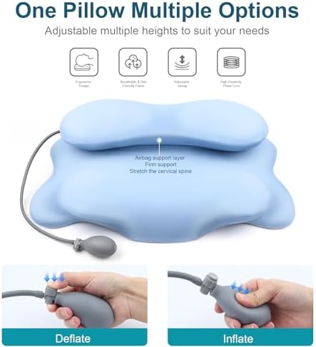 Adjustable Cervical Neck Pillow for Neck Pain Relief, Memory Foam Pillow with Cooling Ice Silk Cover, Ergonomic Neck Support for Sleep Apnea, Side Sleeper Pillow - Image 3