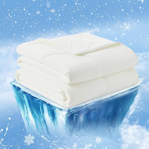 Cozy Bliss Cooling Comforter California King Size, Oversized Cooling Blanket for Hot Sleepers and Night Sweats, Cream Summer Comforter for Cal King Bed, Breathable Soft Lightweight Silk Smooth - Image 2