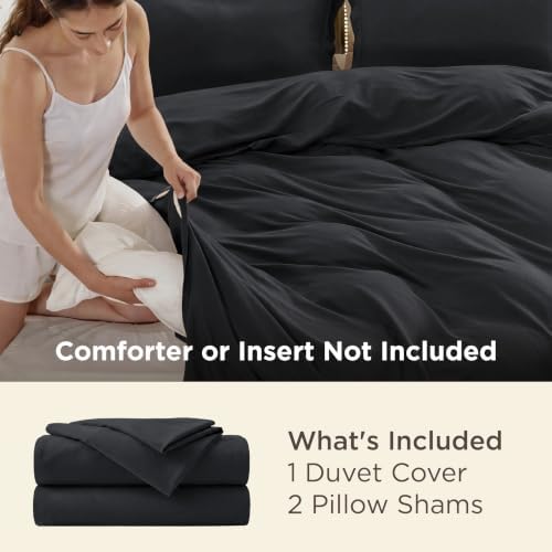Bedsure Duvet Cover King Size, Soft Double Brushed Bedding Set, 3Pcs, Black - Image 3