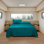Camping Sheets Queen Size - Outdoor Air Mattress Sheet Set – Built-in Corner Straps for Air Mattress & Camping Use – Designed for Inflatable Beds & Tailgate Sleepovers, Teal by SweetHomeCollection
