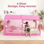 LEEDOR® Bed Tent Dream Tent Bed Canopy Shelter Cabin Sleeping Tent Indoor Bed Curtain Pop Up Privacy Warm Breathable with 4 Doors Twin/Full/Queen for Kids and Adult (Mattress Not Included) - Image 6