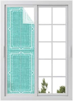 Window Privacy Film Frosted, Turquoise Botanical Reusable Static Cling Window Tints, Vintage Florals Geometric Minimalist Heat Control Windows Films for Offices, Balcony, 29.5 x 118 Inches by Unknown