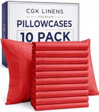 Standard Pillow Cases - 10 Pack Soft Pillowcase Covers - 20" x 26" (Red) by CGKUnlimited