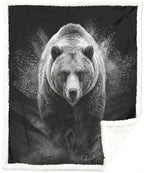 Grizzly Bear Sherpa Blanket Strong Animal Print Throw Blanket for Men Cozy Soft Warm 60x80 Inches Wildlife Design Comfort Gift for Bedroom Couch Office Decor Birthday Housewarming Anniversary by Sleepwish