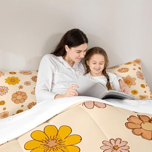 Feelyou Vintage Boho Plant Floral Comforter Set 60S 70S Groovy Comforter - Image 6