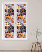 Window Privacy Film Frosted, Pumpkins Halloween Reusable Static Cling Window Tints, Black Horror Purple Floral Vintage Heat Control Windows Films for Offices, Balcony, 29.5 x 118 Inches - Image 2