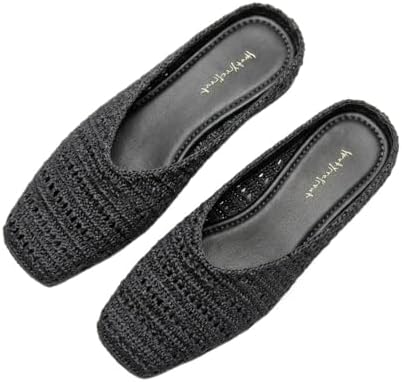 Elegant Bohemian Crochet Mules for Women, Breathable Hollow-Out Woven Knit Flats, Pointed Toe Summer Beach Sandals, Lightweight Slip-on Loafers for Travel & Daily Wear by Unknown