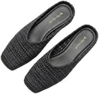 Elegant Bohemian Crochet Mules for Women, Breathable Hollow-Out Woven Knit Flats, Pointed Toe Summer Beach Sandals, Lightweight Slip-on Loafers for Travel & Daily Wear by Unknown