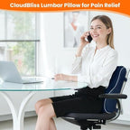 CloudBliss XL Lumbar Support Pillow, Memory Foam for Office Chair, Blue - Image 2