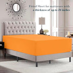 Mocassi Twin XL Size 4-Piece Bed Sheet Set - 1800 Premium Hotel Quality Microfiber 18-24 Inches Extra Deep Pocket Fitted Sheet- Luxury Soft, Breathable, Wrinkle, and Fade Resistant, Orange - Image 3
