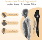 FLORICH Lumbar Support with Car Headrest Pillow 2-in-1 Memory Foam Car Seat Headrest & Lumbar Cushion Ergonomic Back Support Pillow Seat Cushion for Car Seat Driving Neck Back Pain Relief, Black - Image 2