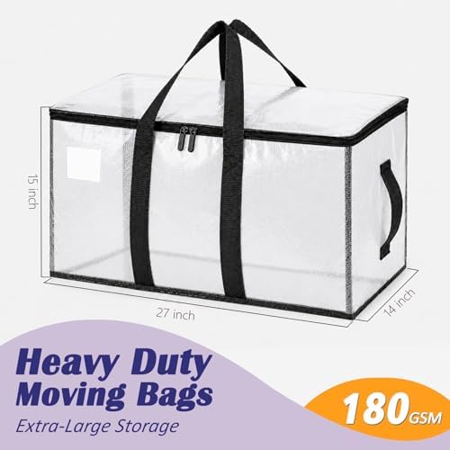 Songrey Extra Large Heavy Duty Moving Bags, 8 Pack, Clear - Image 2