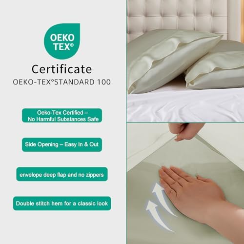 Cooling Eucalyptus Tencel Pillow Cases, King, Sage Desert, 2 Pack - Image 3