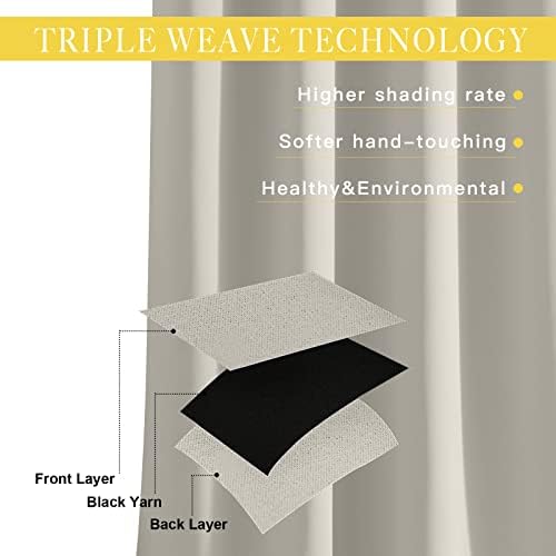 NICETOWN Sliding Door Window Treatment Blackout Patio Door Curtain Panels, Privacy Thermal Drapes for Bedroom Living Room Department with Grommet Top (Natural, W66 x L110) - Image 2