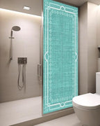 Window Privacy Film Frosted, Turquoise Botanical Static Cling Door Window Covering, Vintage Florals Geometric Minimalist UV Blocking Windows Film for Office, Hotel, Bedroom, 29.5 x 78.7 Inches - Image 3