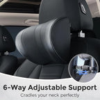 Adjustable U-Shaped Car Headrest Pillow, 180° Head Neck Pillow for Driving Support Seat Ergonomic Design Leather Comfortable Short Trips Supporting Long Ride Travel Sleeping Essentials(Leather-Brown) - Image 2