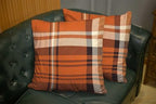 EMMTEEY Orange Brown Tartan Plaid Checkered Pillow Covers 26x26 Set of 2 - Image 6