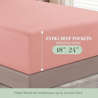 Elegant Comfort 1500 Premium Quality 6-Piece Bed Sheet Set - 18-24 Inch Extra Deep Pocket, Smart Storage Pockets, Wrinkle Free Ultra Soft 6PC Extra Deep Pocket Sheets, Full, Dusty Rose - Image 5