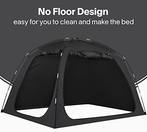 EighteenTek Bed Tent with Lights, Twin Bed Canopy Black - Portable 90% Blackout Sleeping Tent with 2 Doors Breathable Private Indoor Tent for Bedroom Decor, Easy to Assemble - Image 6