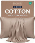 Beckham Hotel Collection Pillowcases King Size Set of 2, Cool Touch Cotton Sateen Fabric, 500TC, Silky Smooth & Soft, Open End, Sand by Unknown