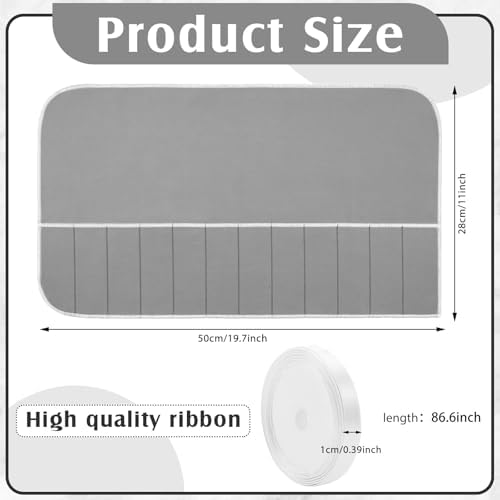 Hillban 18 Pcs Anti Tarnish Silverware Storage Bags Felt, 12 Slots, Grey - Image 2