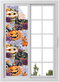 Window Privacy Film Frosted, Pumpkins Halloween Reusable Static Cling Window Tints, Black Horror Purple Floral Vintage Heat Control Windows Films for Offices, Balcony, 29.5 x 118 Inches by Unknown