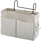 Bedside Hanging Bag,Bedside Organiser,Bedside Pocket, Bedside Hanging Storage Bag Caddy Pocket Nightstand Organizer Basket White for Bunk Bed Dorm Rooms - Image 2