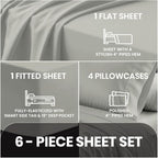 Pizuna 100% Cotton Queen with Four Cases Sheet Set 600 Thread Count Silver - Image 4