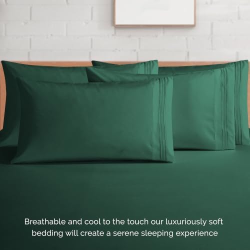 Elegant Comfort Luxury Soft 1500 Premium Hotel Quality Microfiber Wrinkle and Fade Resistant Cozy 6-Piece Bedding Set, Easy All Around Elastic Fitted Sheet, Deep Pocket, King, Hunter Green - Image 7