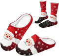 Jeiento Fuzzy Slippers and Crew Sock Set for Women Men Couple Warm Cozy Memory Foam House Shoes Soft Slip-on Slides for Home,Travel by Jeiento