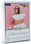 Queen Size 21 X 31” Set of 2 - Premium Cotton Jersey Waterproof Zippered Pillow Protector 100% Cotton, Hypoallergenic, Invisible Zipper, Soft & Breathable Pillow Case Cover - Rest Line by RestLine
