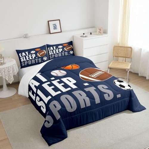 Feelyou Football Comforter Set Kids Basketball Basketball Ball Games Comforter for Boys Girls Sports Theme Bedding Set Breathable Comforter Inner Fill Room Decor Duvet Set Toddler Size - Image 4