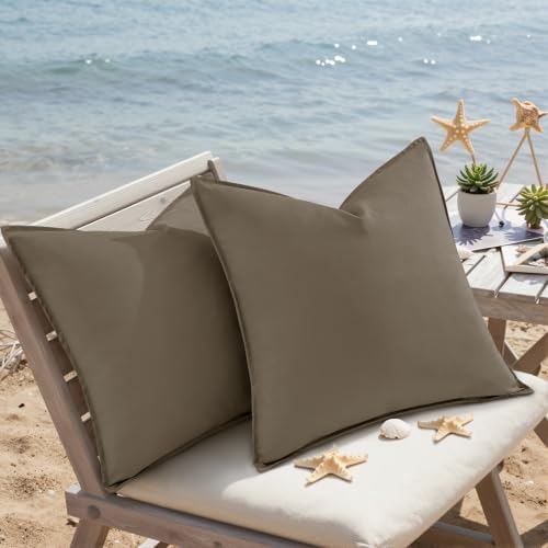 decorUhome Outdoor Waterproof Faux Linen Throw Pillow Covers 24x24 Set of 2 - Image 7