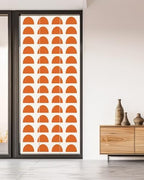 Window Privacy Film Frosted, Orange Boho Non-Adhesive Static Cling Window Tint, Middle Century Geometric Abstract Art Insulated Windows Frosted Films for Living Room, 35.4 x 78.7 Inches - Image 5