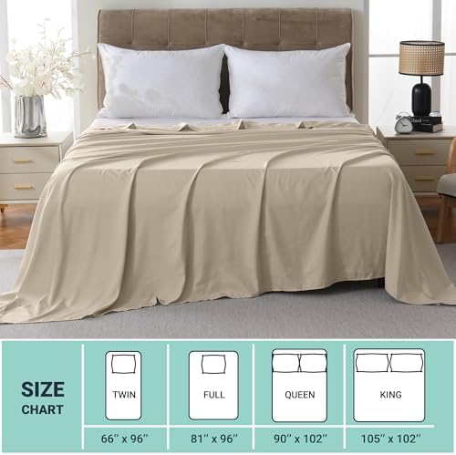 ZPECC Twin Flat Sheets Only Beige 6 Pack, Color-Coded Hem Threads - Image 5
