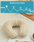 Buckwheat U Shaped Neck Pillow - 12''x12'' Adjustable Cervical Support Pillow with Breathable Buckwheat Hulls, Removable Cotton Cover, Ideal for Airplane, Office or Home Use (Khaki) - Image 3
