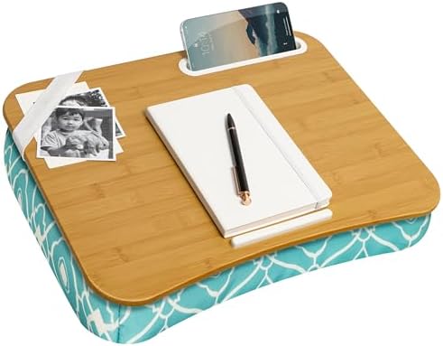 LAPGEAR Designer Lap Desk – Aqua Trellis, 2-Pack with Storage Basket - Image 2