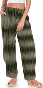 TARSE Womens Linen Barrel Pants Casual Summer Travel Lounge Trousers by TARSE
