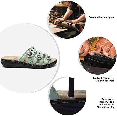 Women's Comfort Leather Slides Lightweight Flat Sandals Cute Slip On Casual Walking Slippers - Image 4