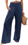 Angerella Womens Elastic High Waisted Palazzo Pants Casual Wide Leg Long Lounge Pant Trousers with Pocket by Angerella