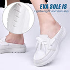Buyrew Mules for Women with Arch Support - Lightweight Washed Cotton Sneaker Mules - Breathable Walking Flats, Comfortable Slip On Shoes for Business Casual, Office, Travel - Image 4