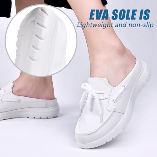 Buyrew Mules for Women with Arch Support - Lightweight Washed Cotton Sneaker Mules - Breathable Walking Flats, Comfortable Slip On Shoes for Business Casual, Office, Travel - Image 4