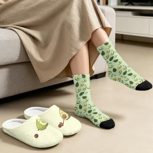 Jeiento Women's Fuzzy Slippers and Sock Set Warm Cozy Memory Foam House Shoes Soft Slip-on Slides Spa Slippers for Hotel - Image 2