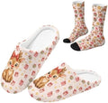 Jeiento Fuzzy Slippers and Sock Set Women's Warm Cozy Memory Foam House Shoes Soft Slip-on Slides by Jeiento